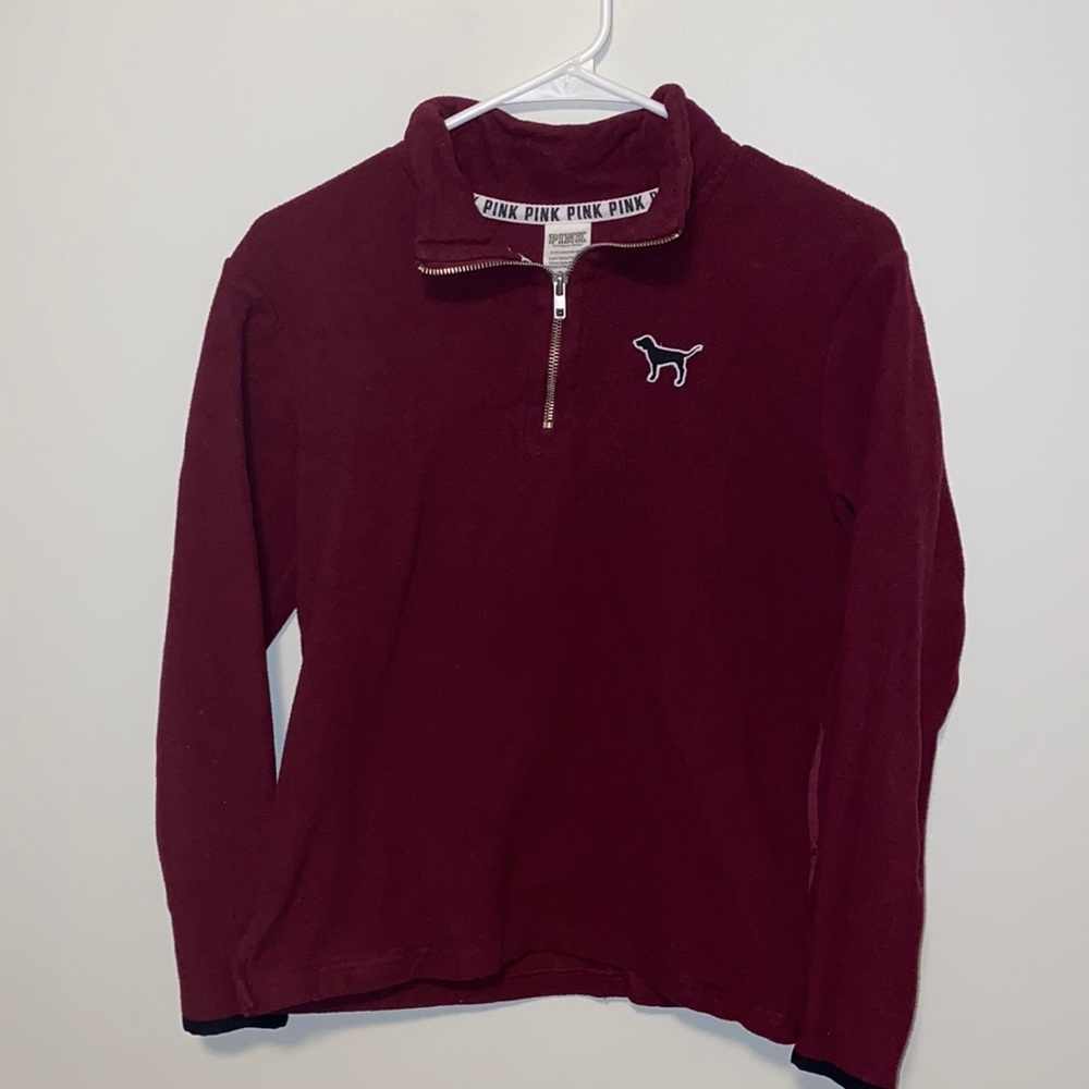 PINK maroon Sherpa 3/4 zip-up